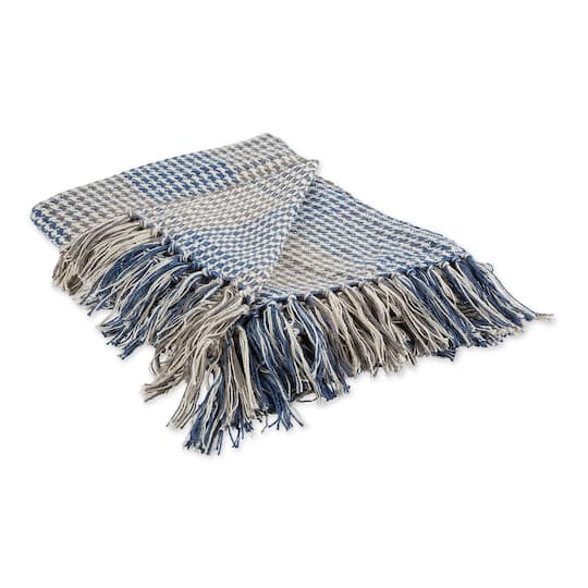 DII® French Blue & Gray Houndstooth Plaid Throw